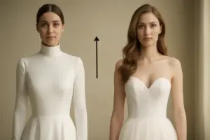 Collo alto o scollo a cuore nell’abito da sposa? Le differenze che trasformano la figura