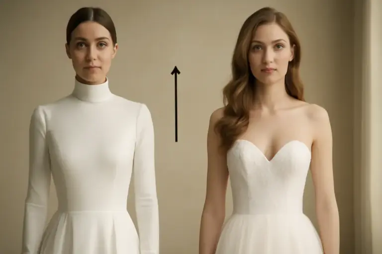 Collo alto o scollo a cuore nell’abito da sposa? Le differenze che trasformano la figura